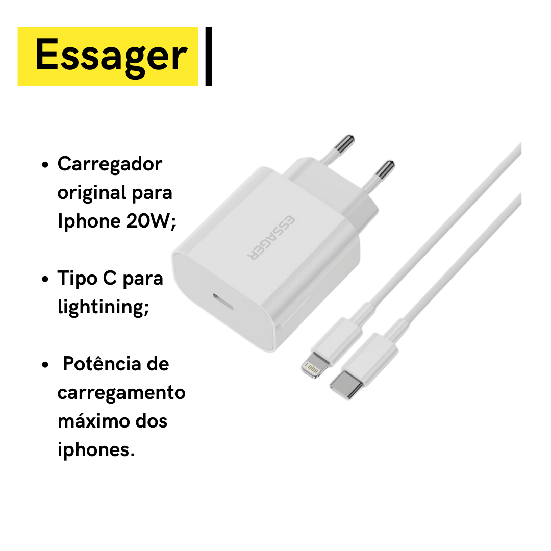 Carregador Essager Original para Iphone 20W